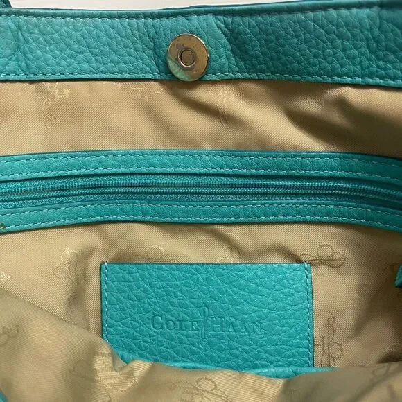 Cole Haan Blue Leather Tote Purse Handbag - Picture 9 of 10